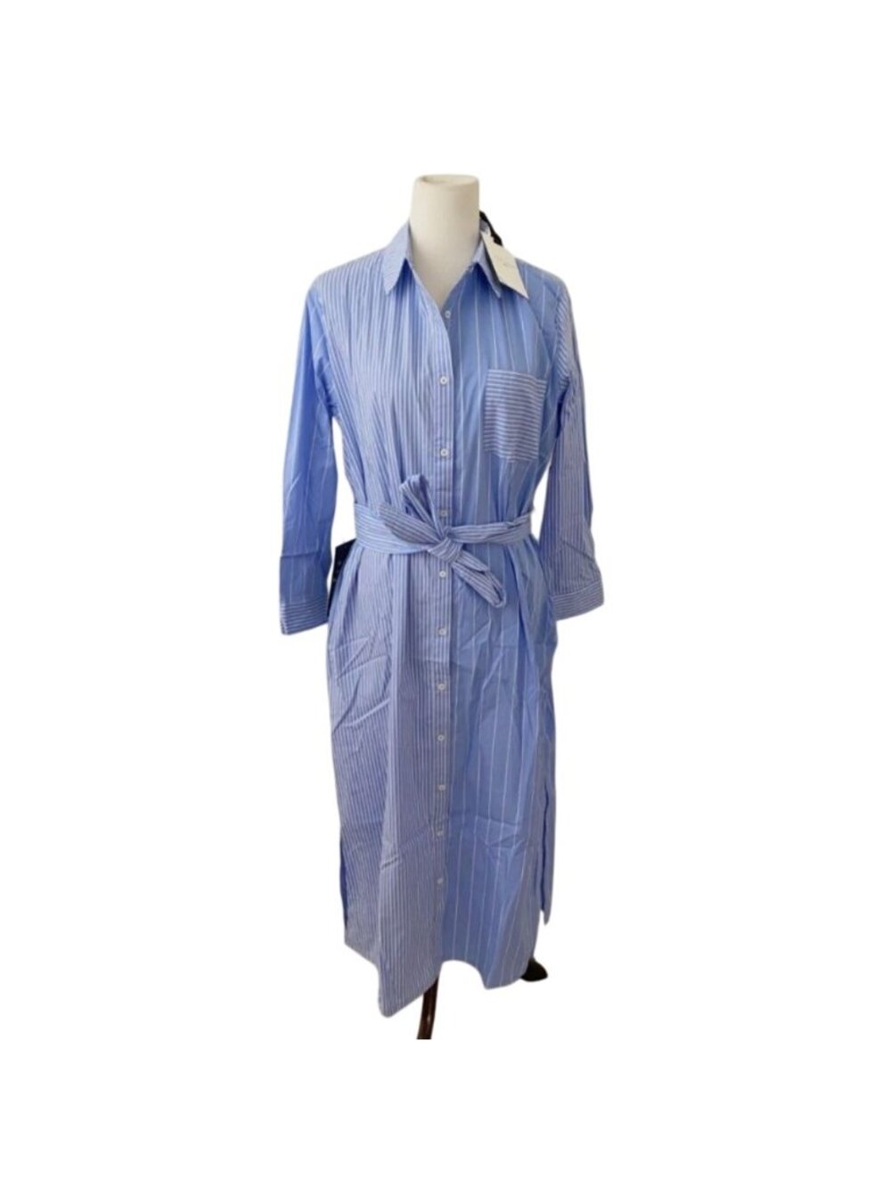 Tuckernuck Pomander Place Chessie Shirt Dress Long Sleeve Striped Blue Medium
